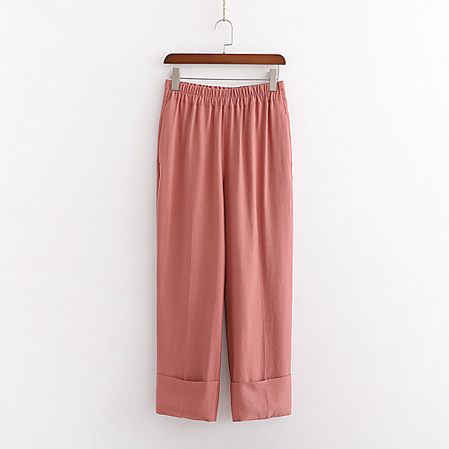 

Women's Basic Streetwear Comfort Daily Going out Wide Leg Pants Pants Solid Colored Full Length Pocket Orange