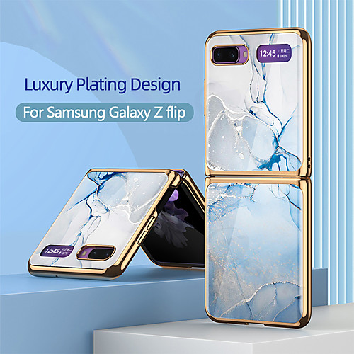 

Case For Samsung Galaxy Galaxy Z Flip Shockproof / Plating / Ultra-thin Back Cover Color Gradient / Scenery / Marble TPU / Tempered Glass