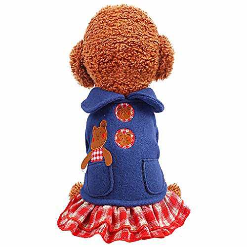 

wakeu small dog dress coat winter warm dog sweater coat princess plaid skirt pet cat knitted puppy female clothes jacket for dachshund chihuahua corgi
