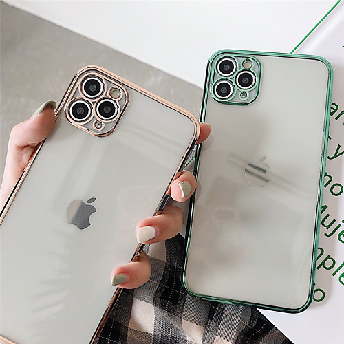 

Phone Case For Apple Back Cover iPhone 12 Pro Max 11 SE 2020 X XR XS Max 8 7 Plating Transparent Transparent Solid Color TPU