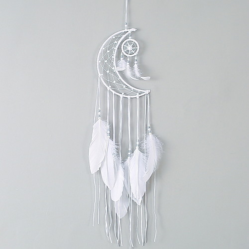 

Boho Dream Catcher Handmade Gift Wall Hanging Decor Art Ornament Craft Feather Moon for Kids Bedroom Wedding Festival 7520cm