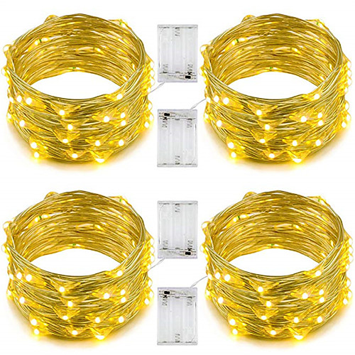 

4pcs 10m LED Christmas String Lights Copper Wire Fairy Lights 1pc 5m 10m Night Light for Christmas Garland Holidays Bedroom Room Indoor Wedding Decoration Lamp