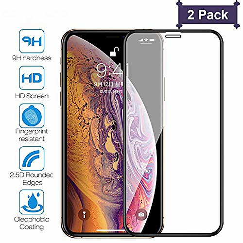 

(2-pack) screen protector for iphone 11 pro, iphone xs screen protector, iphone x screen protector, anti-fingerprint tempered glass, 9h hardness,hd bubble free 5.8-inch