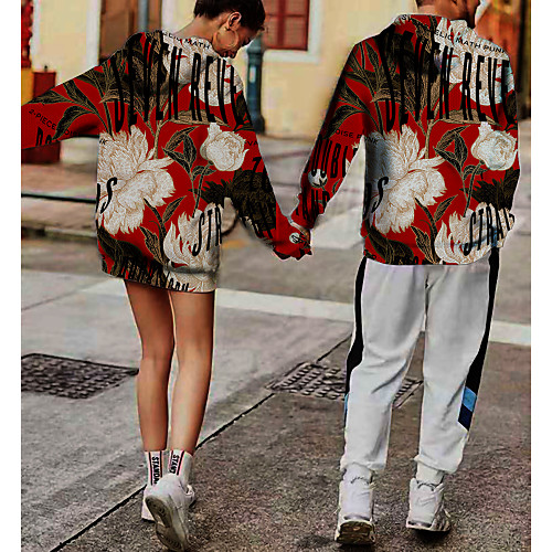 

Women's Men's Pullover Hoodie Sweatshirt Floral Graphic 3D Hooded Weekend 3D Print Casual Streetwear Hoodies Sweatshirts Long Sleeve Red