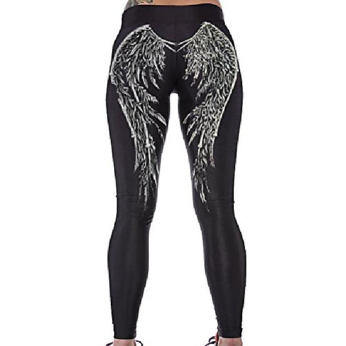 

women angel wings print workout yoga leggings tight pants multi color one size