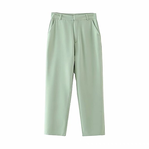 

Women's Basic Streetwear Comfort Daily Going out Dress Pants Pants Pants Solid Colored Full Length Pocket Light Green