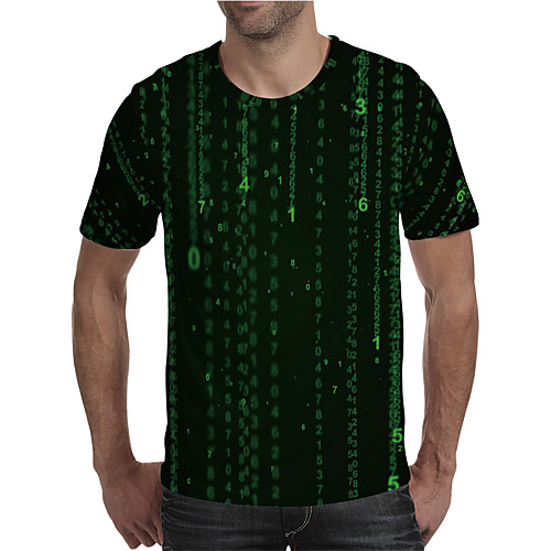 

Men's T shirt Shirt 3D Print Graphic 3D Plus Size Print Short Sleeve Daily Tops Elegant Exaggerated Round Neck Green