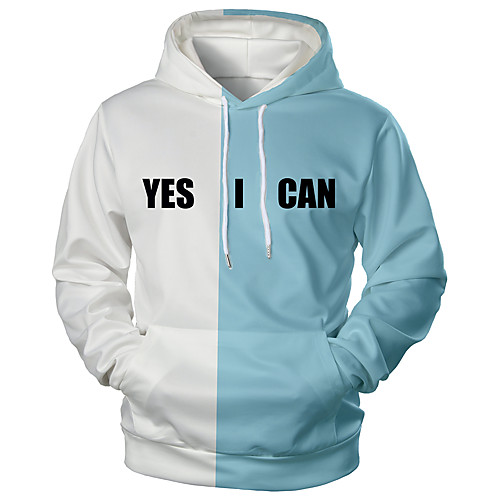 

Men's Pullover Hoodie Sweatshirt Graphic 3D Text Hooded Daily 3D Print 3D Print Hoodies Sweatshirts Long Sleeve Light Blue / Letter