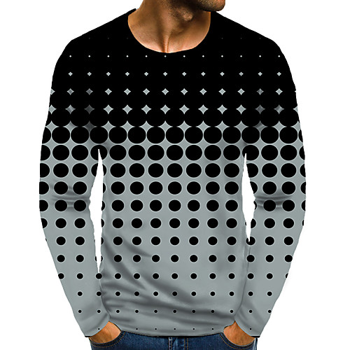 

Men's T shirt 3D Print Graphic 3D Plus Size Print Long Sleeve Daily Tops Elegant Exaggerated Gray
