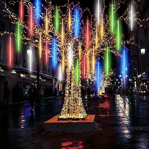 

LED Meteor Shower Rain Lights Outdoor Waterproof 8 Tubes LED Light 30cm 11.8inch for Christmas Tree Decoration Outdoor Wedding Banquet Garden Holidays Decoration