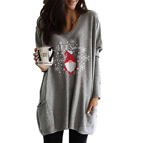 

Women's Christmas T shirt Graphic Prints V Neck Tops Christmas Basic Top Blue Gray