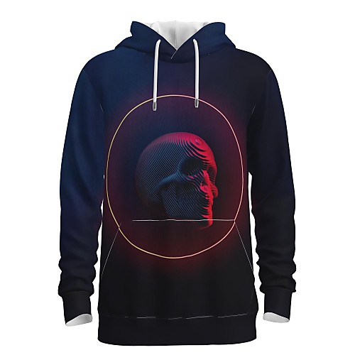 

Men's Pullover Hoodie Sweatshirt Graphic 3D Skull Front Pocket Hooded Halloween Daily 3D Print 3D Print Halloween Hoodies Sweatshirts Long Sleeve Navy Blue