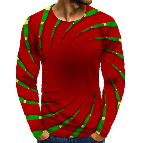 

Men's T shirt 3D Print Graphic 3D Plus Size Print Long Sleeve Daily Tops Elegant Exaggerated Red