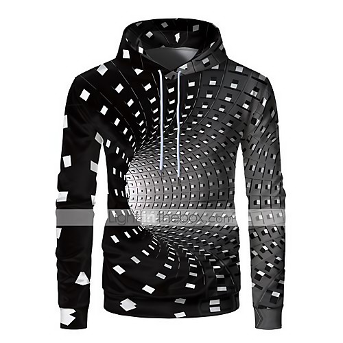 

Men's Plus Size Pullover Hoodie Sweatshirt Graphic 3D Front Pocket Round Neck Daily Weekend 3D Print 3D Print Hoodies Sweatshirts Long Sleeve Black