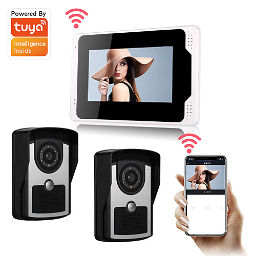 

WIFI / Wired Tuya Smartlife 1080P HD Camrea 7inch Monitor Video door bell Visual Intercom Rainproof Door Camera PIR Motion Detector