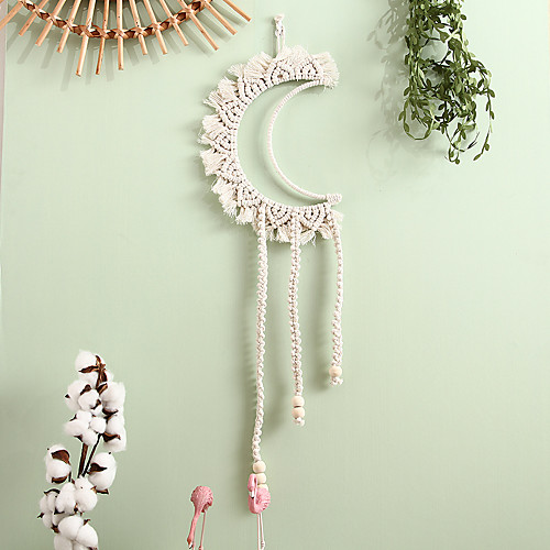 

Boho Dream Catcher Handmade Gift Wall Hanging Decor Art Ornament Craft Woven Macrame Nordic Moon for Kids Bedroom Wedding Festival 2060cm