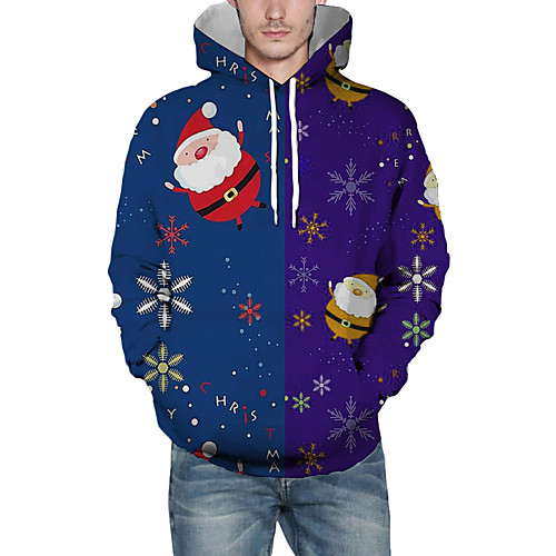 

Men's Pullover Hoodie Sweatshirt Print Graphic 3D Hooded Christmas Daily 3D Print Christmas Hoodies Sweatshirts Long Sleeve Blue