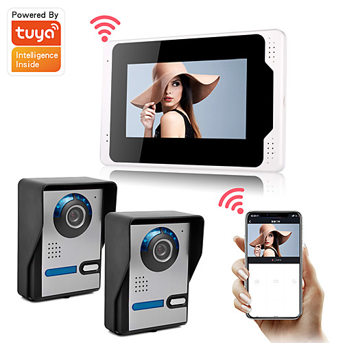 

Tuya smart 7 WIFI/Wired Monitor Video Intercom with Night Vision Device Camera Motion Detection 2 Camera & 1 Monitor 110/720P/AHD Snapshot Recording