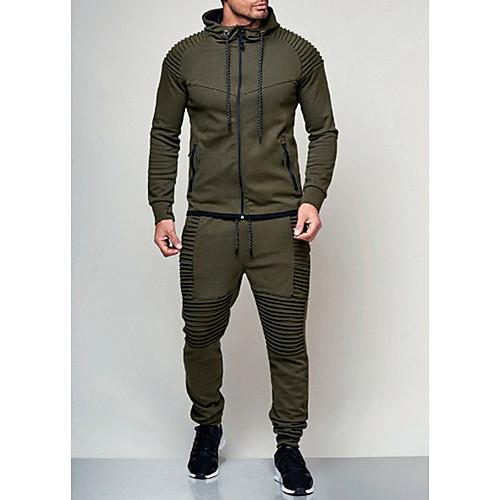 

Men's 2 Piece Full Zip Tracksuit Sweatsuit Street Athleisure 2pcs Winter Long Sleeve Fleece Thermal Warm Breathable Soft Fitness Gym Workout Running Jogging Training Sportswear Solid Colored Normal