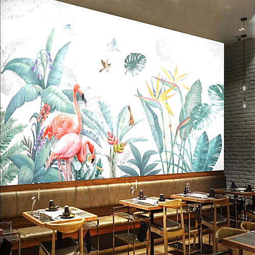

Mural Wallpaper Wall Sticker Covering Print Peel and Stick Removable Flamingo Tropical Palm Leaf Canvas Home Décor