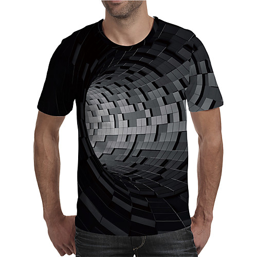 

Men's T shirt 3D Print Graphic 3D Plus Size Print Short Sleeve Daily Tops Elegant Exaggerated Black