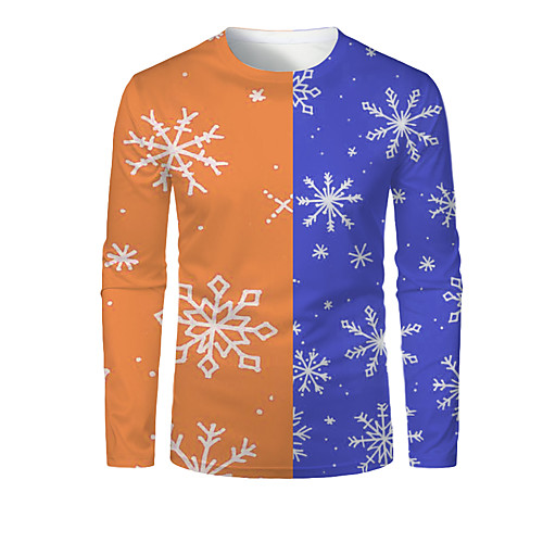 

Men's T shirt 3D Print Graphic 3D Print Long Sleeve Christmas Tops Orange