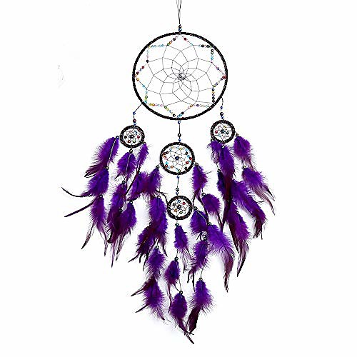 

Boho Dream Catcher Handmade Gift Wall Hanging Decor Art Ornament Craft Feather 5 Circle for Kids Bedroom Wedding Festival 7520cm