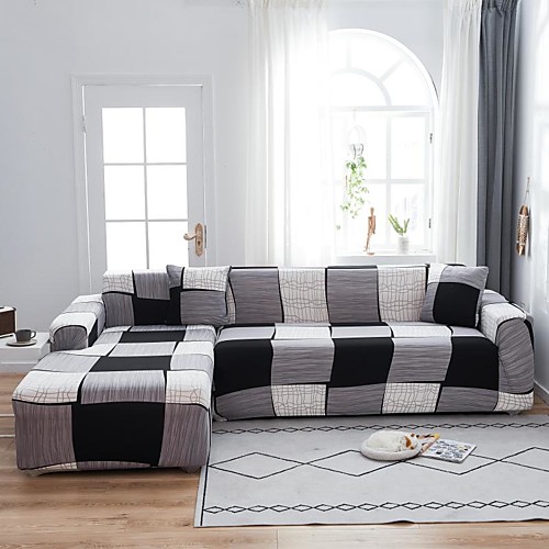 

Grid Print 1-Piece Couch Cover Furniture Protector Soft Stretch Slipcover Super Fit for 1~4 Cushion Couch Armchair/Loveseat/Three Seater/Four Seater/L shaped sofa,Easy to Install