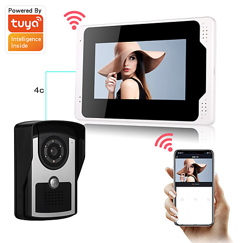 

2.0MP Tuya App Wired/Wifi Doorbell 1080P HD Camera 7 inch Monitor Smart Home Video Intercom Doorbell PIR Motion Detection Security CCTV