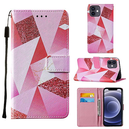 

Phone Case For Apple Full Body Case Leather Flip iPhone 12 Pro Max 11 SE 2020 X XR XS Max 8 7 Card Holder Flip Magnetic Geometric Pattern PU Leather