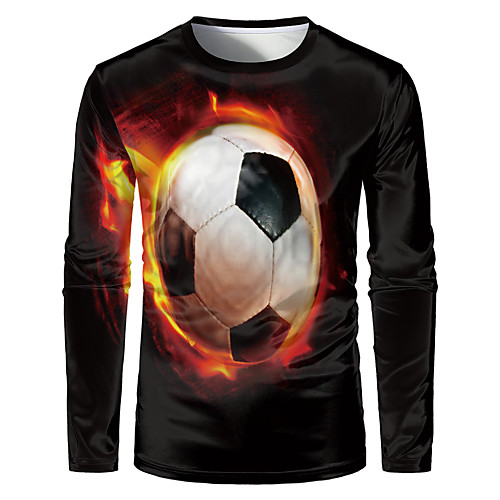 

Men's Tunic T shirt 3D Print Graphic 3D Plus Size 3D Print Long Sleeve Athletic Tops Chic & Modern Exaggerated Round Neck Red