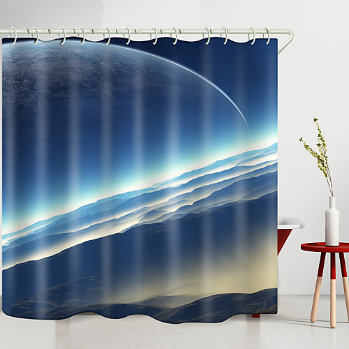 

Gunsan Planet Digital Printing Shower Curtain Shower Curtains Hooks Modern Polyester New Design