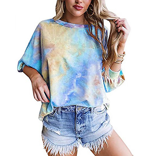 

Women's Pullover Sweatshirt Tie Dye Oversized Daily Work Basic Casual Hoodies Sweatshirts Loose Blue Purple Yellow