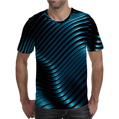 

Men's Tee T shirt Shirt 3D Print Graphic 3D Plus Size Print Short Sleeve Daily Tops Elegant Exaggerated Round Neck Blue