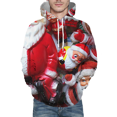 

Men's Pullover Hoodie Sweatshirt Print Graphic 3D Hooded Christmas Daily 3D Print 3D Print Christmas Hoodies Sweatshirts Long Sleeve Red