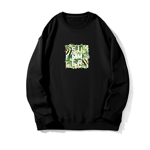 

Men's Pullover Sweatshirt Print Round Neck Basic Hoodies Sweatshirts Long Sleeve Loose Wine Black Beige