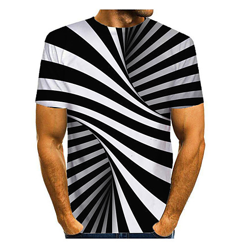 

Men's T shirt 3D Print Graphic Abstract 3D Print Short Sleeve Daily Tops Black / White