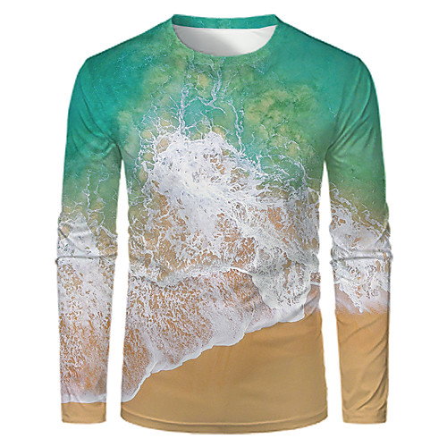 

Men's T shirt 3D Print Graphic Optical Illusion Print Long Sleeve Daily Tops Streetwear Exaggerated Rainbow