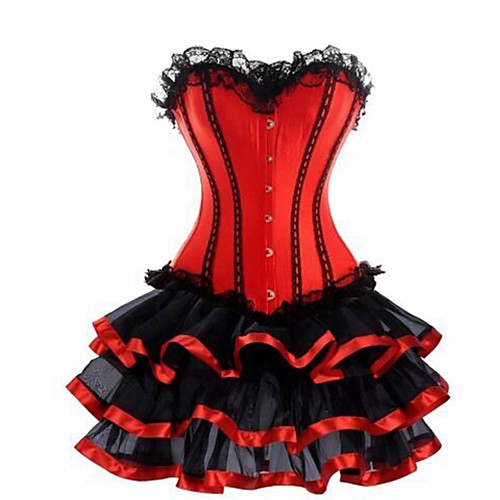 

Corset Women's Normal Polyester Solid Color Shapewear Overbust Corset Corset Dresses Hook & Eye Red S