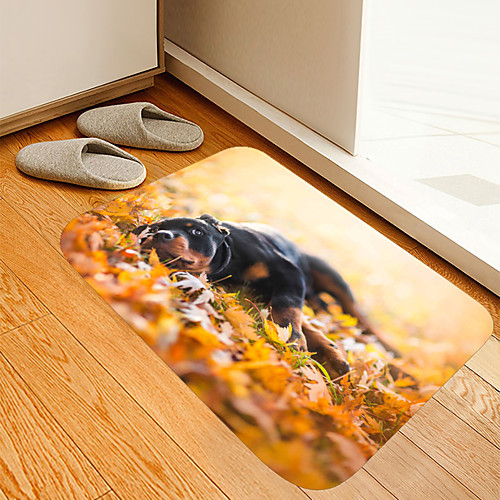 

Cute Big Black Dog Digital Printing Floor Mat Modern Bath Mats Nonwoven / Memory Foam Novelty Bathroom