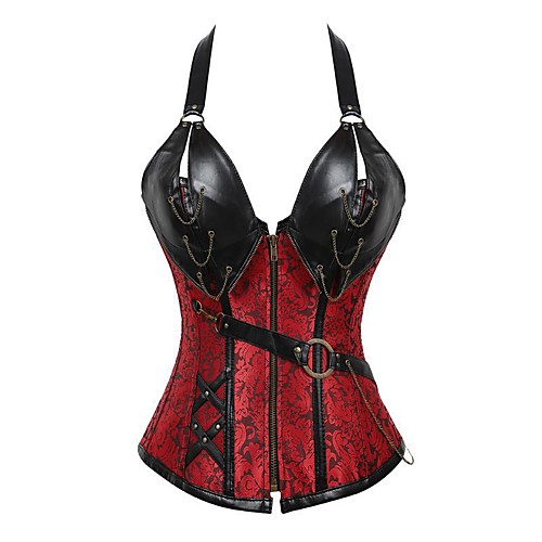 

Corset Women's Normal Polyester / Cotton Blend Printing Shapewear Overbust Corset Zipper Gray S