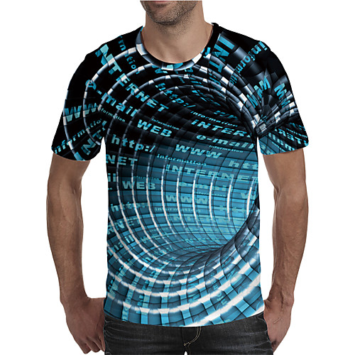 

Men's T shirt 3D Print Graphic 3D Plus Size Print Short Sleeve Daily Tops Elegant Exaggerated Round Neck Blue