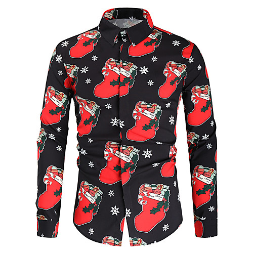 

Men's Shirt Other Prints Graphic Print Long Sleeve Daily Tops Basic Black