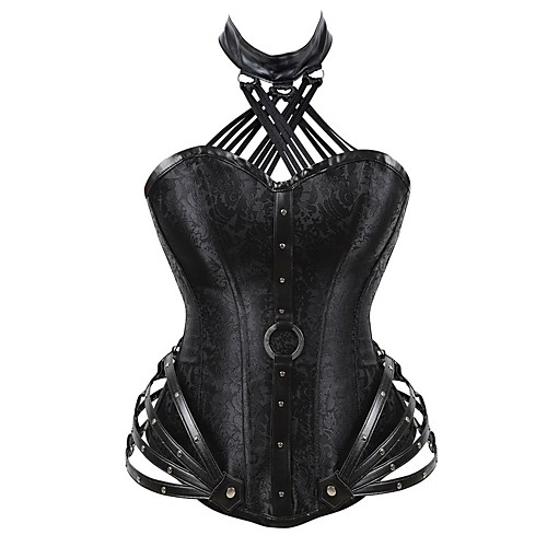 

Corset Women's Normal Polyester / Cotton Blend Printing Shapewear Overbust Corset Zipper Black S