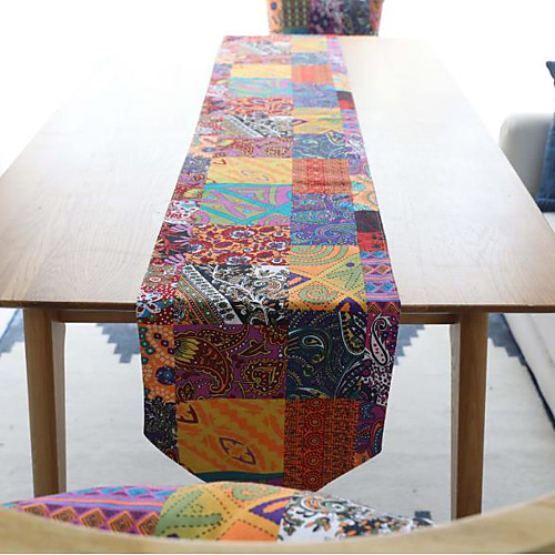 

Double-layer Cotton And Linen Table Runner American Retro Style Cover Cloth Bohemian Style (placemat 4pcs)
