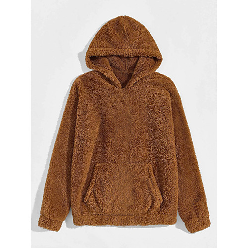 

Men's Pullover Hoodie Sweatshirt Solid Color Hooded Casual Hoodies Sweatshirts Long Sleeve Loose Black Brown