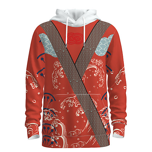 

Men's Pullover Hoodie Sweatshirt Graphic Tribal Chinese Style Hooded Weekend 3D Print Casual Streetwear Hoodies Sweatshirts Long Sleeve Red