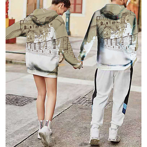 

Women's Men's Pullover Hoodie Sweatshirt Graphic 3D Chinese Style Hooded Weekend 3D Print Casual Streetwear Hoodies Sweatshirts Long Sleeve White