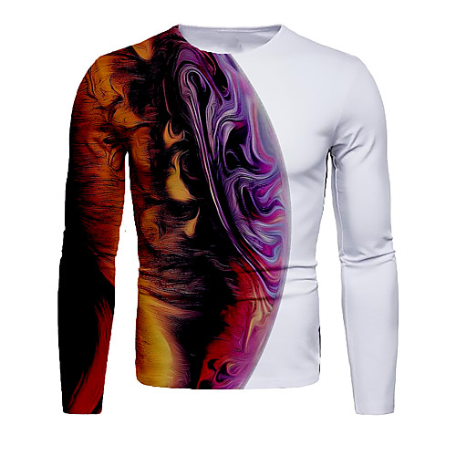 

Men's T shirt 3D Print Graphic Abstract 3D Print Long Sleeve Daily Tops Rainbow