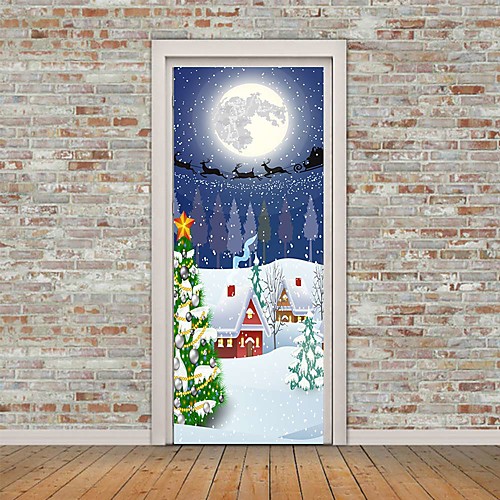 

Christmas Self-adhesive Creative Door Stickers Living Room Diy Decoration Home Waterproof Wall Stickers